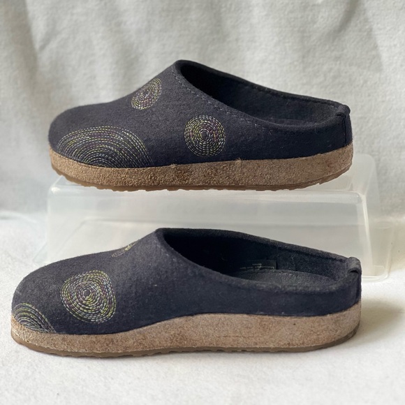 Haflinger Women’s Spirit Blue Wool Slippers - EU37 - US6 - Picture 3 of 9